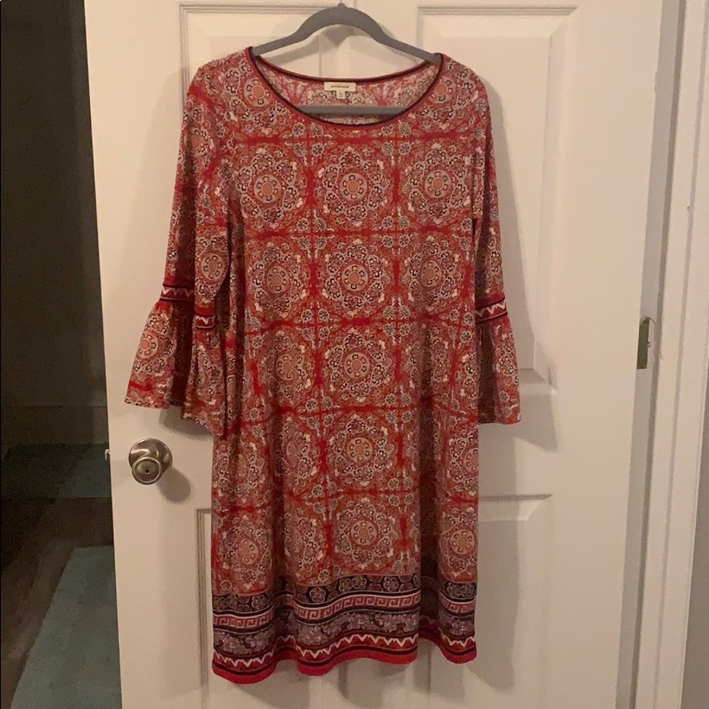 Red patterned boho midi dress (Max Studio)